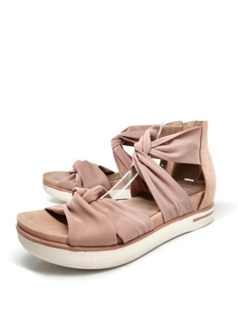 Eileen Fisher Zanya Blush Pink Twisted Mesh & Nubuck Back-Zip Sneaker Sandals